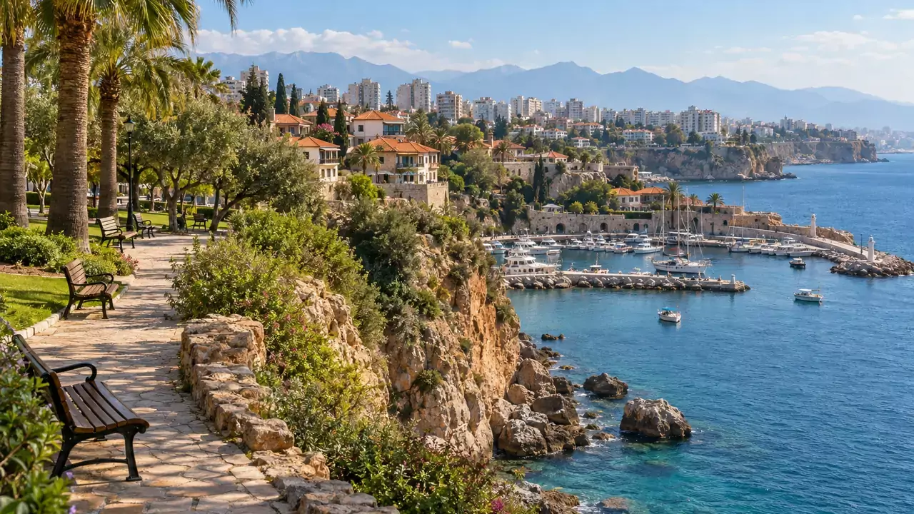Muratpaşa: das Zentrum von Antalya an einer felsigen Küste über dem Meer